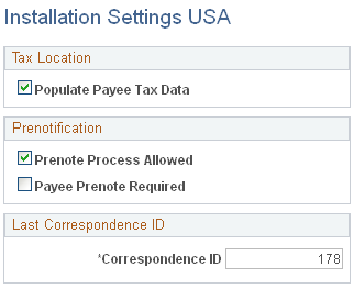 Installation Settings USA page