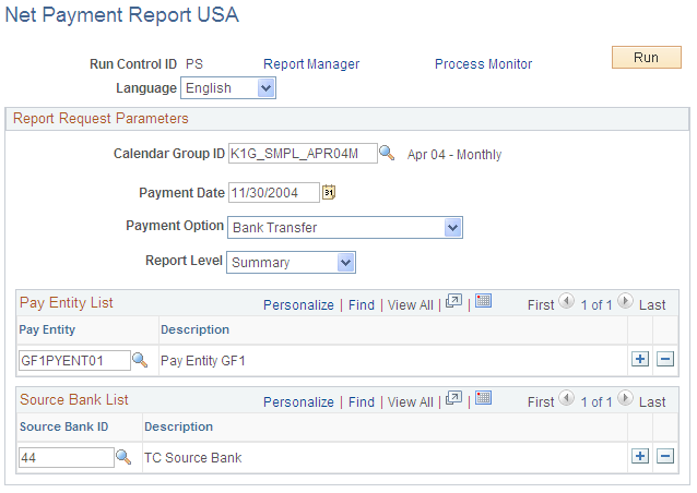 Net Payment Report USA page