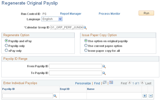 Regenerate Original Payslip page