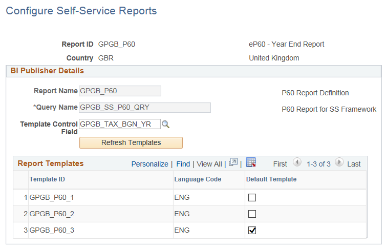 Configure Self-Service Reports Page