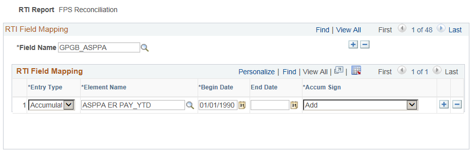 RTI Field Mapping Page