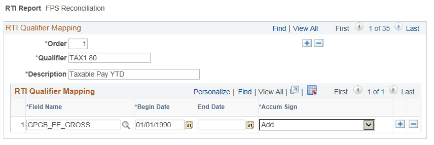 RTI Qualifier Mapping Page