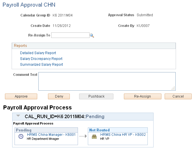 Payroll Approval CHN page