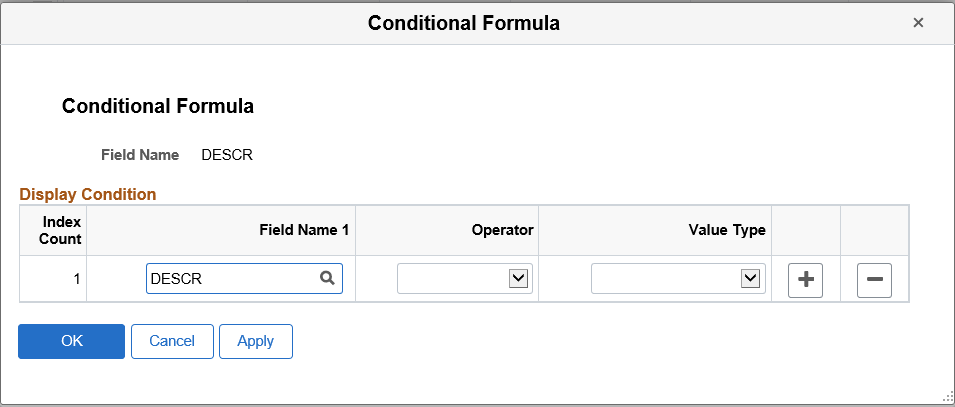 Conditional Formula modal