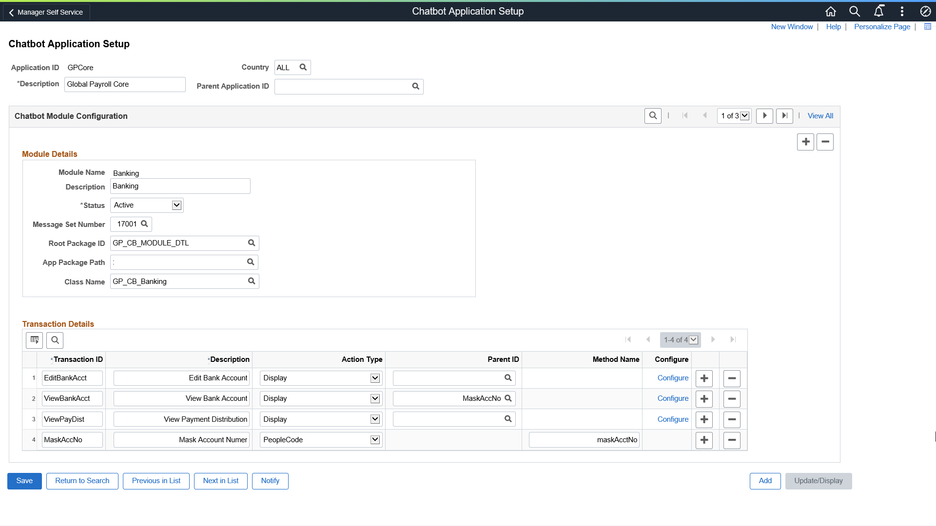 Chatbot Application Setup Page