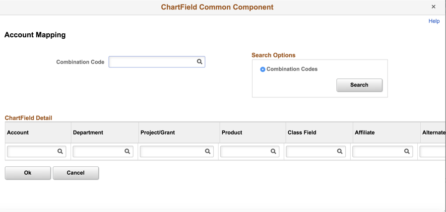ChartField Common Component modal window