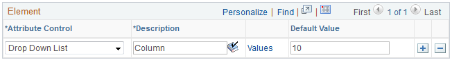 Example of the setup source for columns in the Element Group Members and Attributes group box