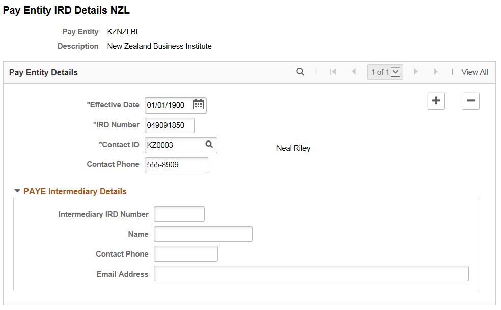 Pay Entity IRD Details NZL