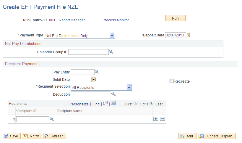 Create EFT Payment File NZL page