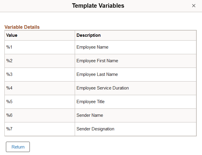Template Variables page