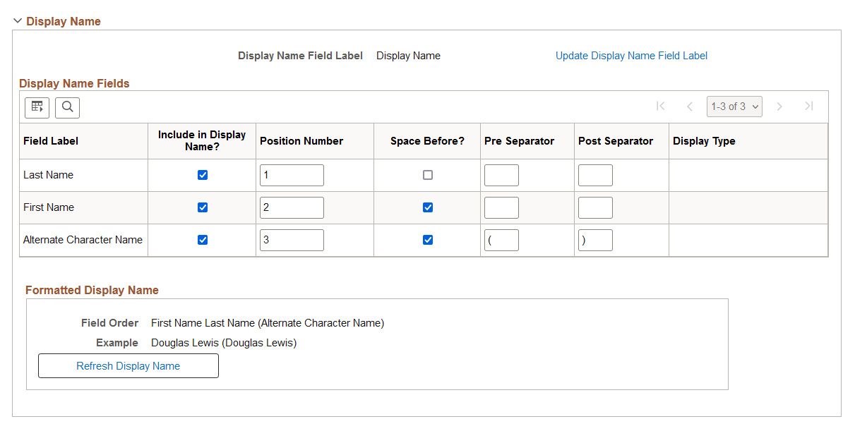 Format Name Fields page (2 of 2)