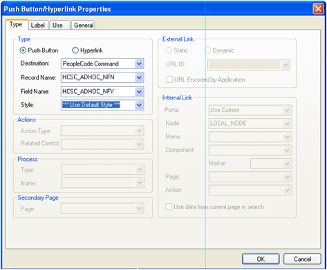 Button action settings of the Notify button to be added to pages without the PeopleTools Notify button