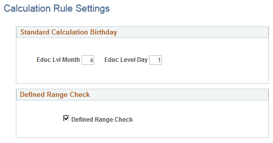 Calculation Rule Settings page