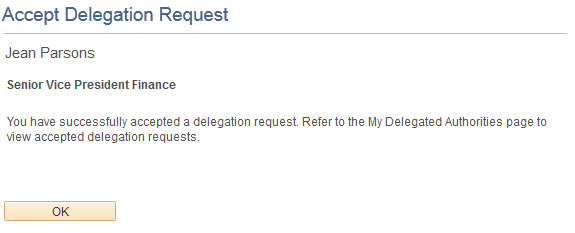 Accept Delegation Request page