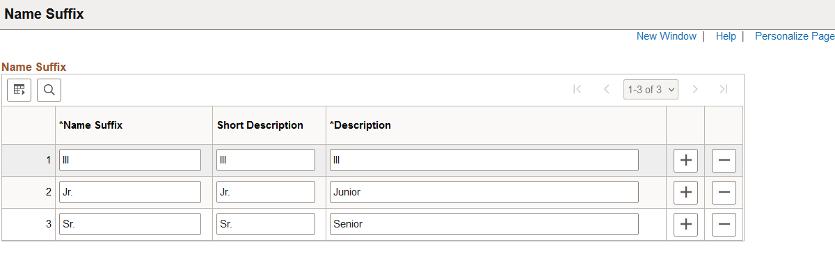 Name Suffix page