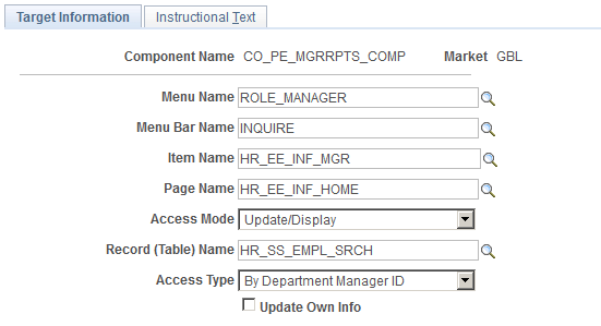 Target Information page