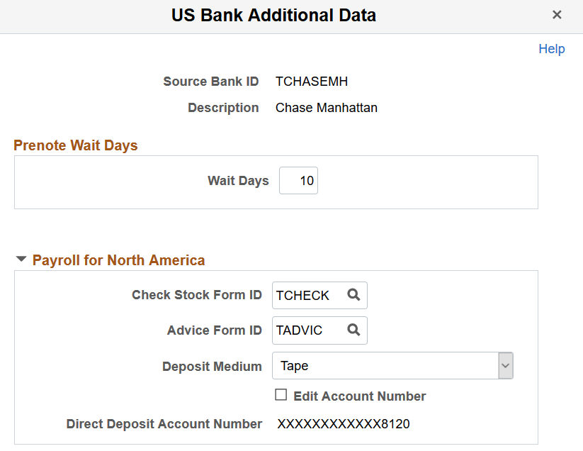 US Bank Additional Data page