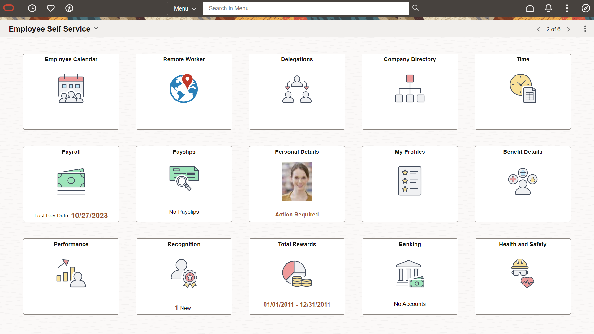 Employee Self-Service homepage