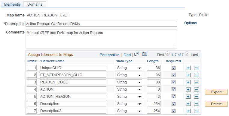 Define Value Maps - Elements page