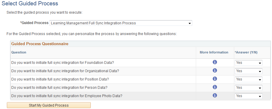 Select Guided Process page