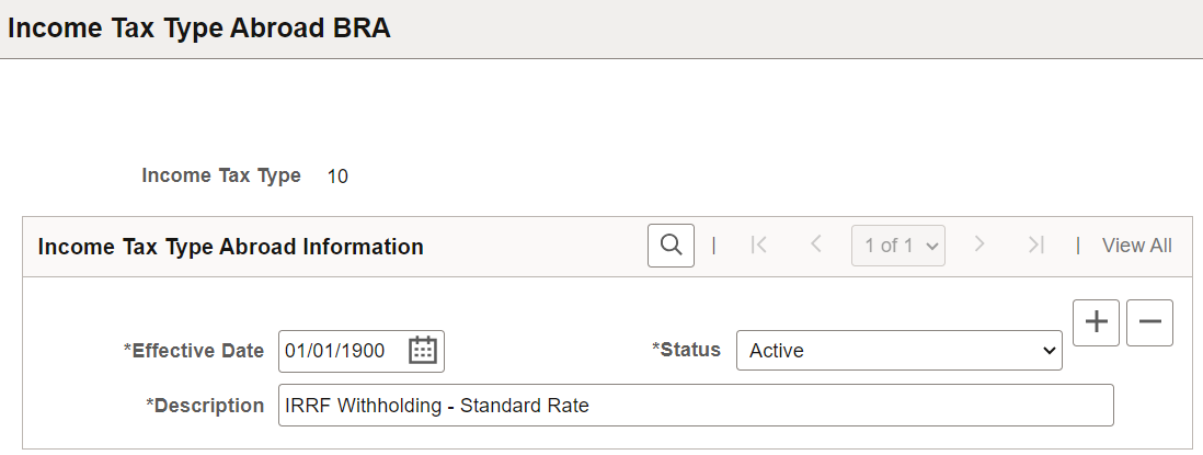 Income Tax Type Abroad BRA page