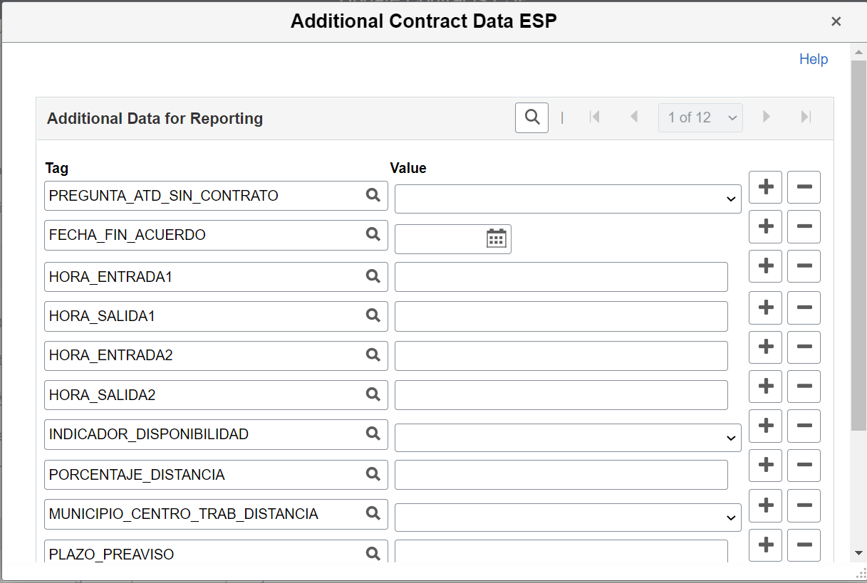 Additional Contract Data ESP Page
