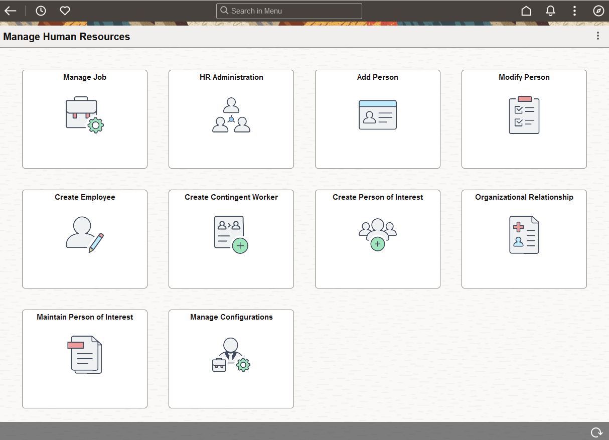 Manage Human Resources dashboard