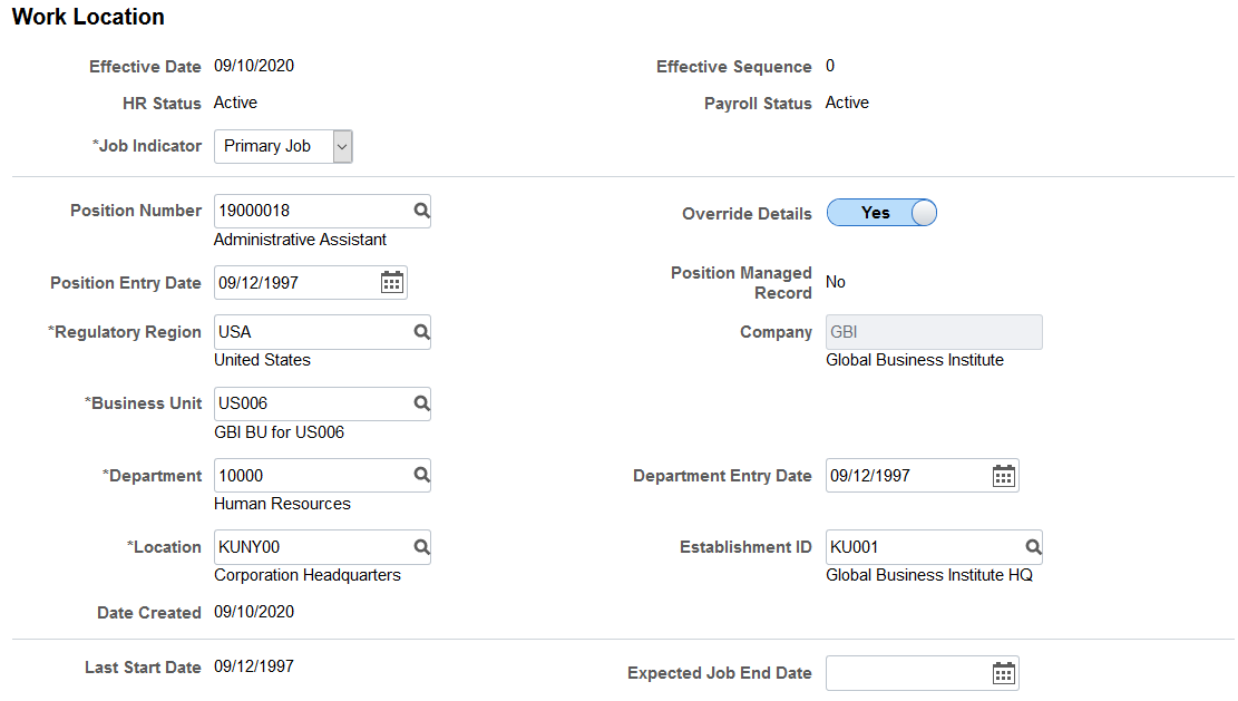 (Fluid) Work Location page (1 of 2)