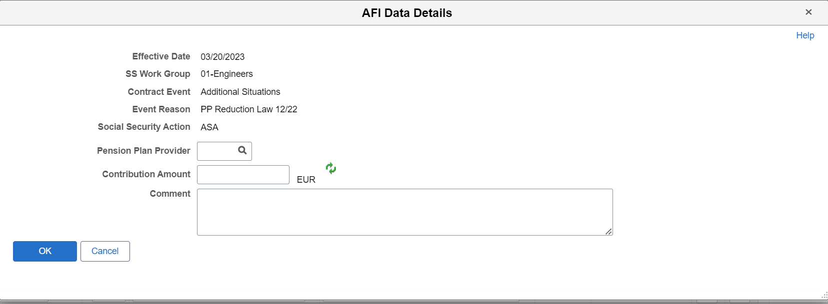 AFI Data Details modal