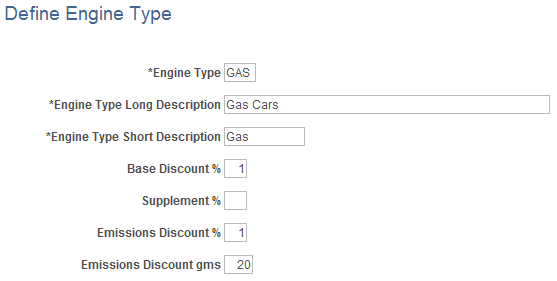 Define Engine Type page