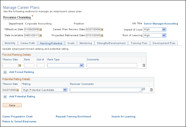 Manage Career Plans