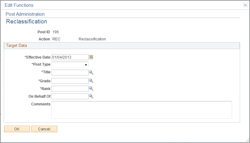 Post Administration - Reclassification page