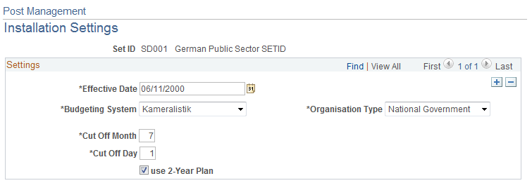 Post Management - Installation Settings page