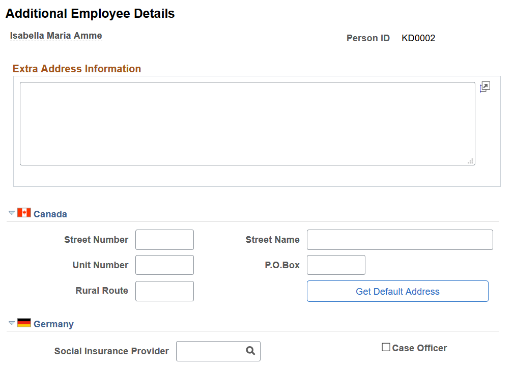 Additional Employee Details page