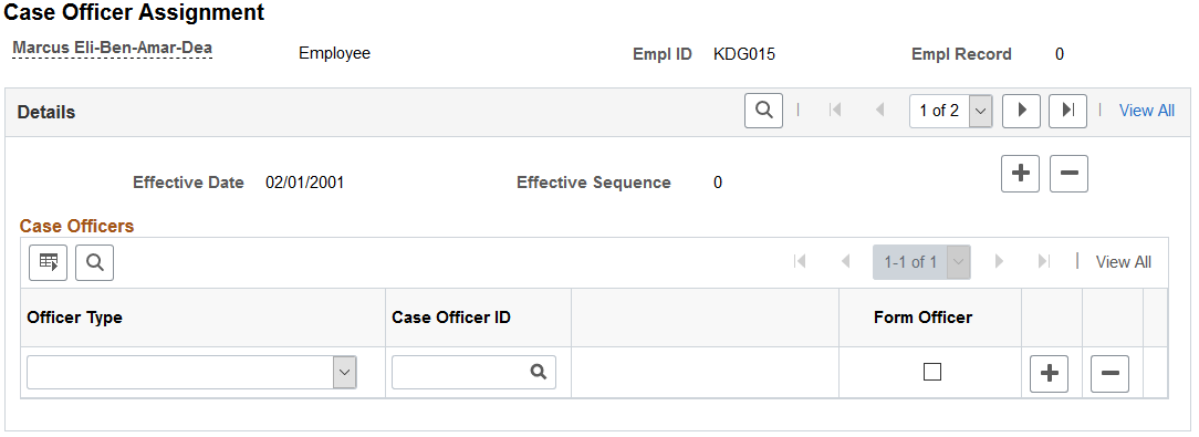 Case Officer Assignment page