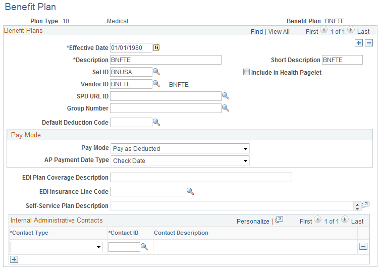 Benefit Plan page