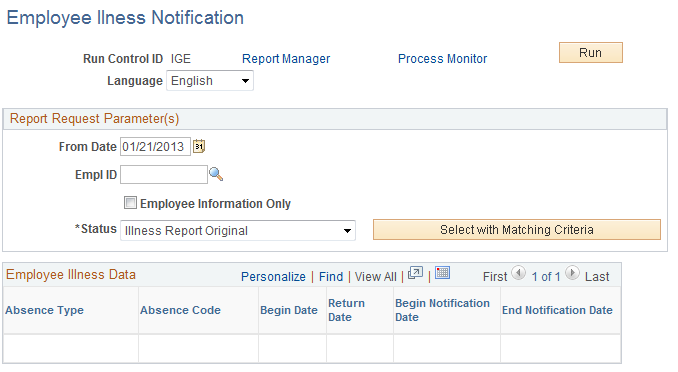 Employee Illness Notification page