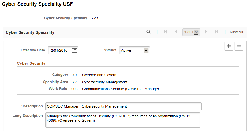 Cyber Security Speciality USF page