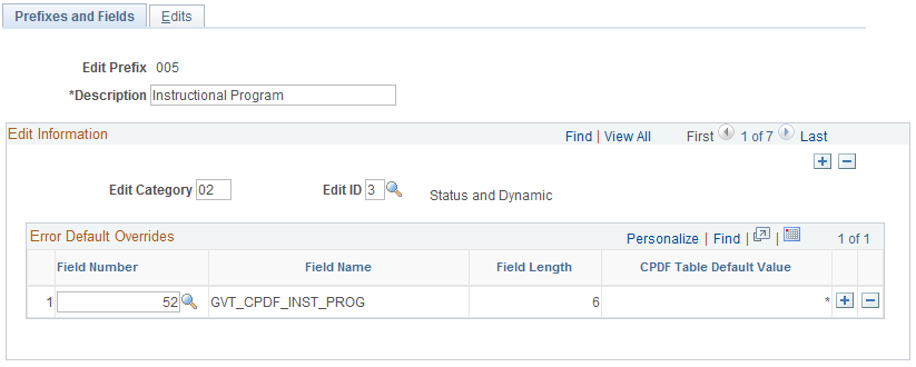 Prefixes and Fields page