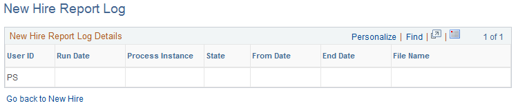 New Hire Report Log page