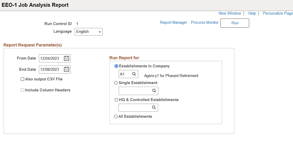 EEO-1 Job Analysis Report page