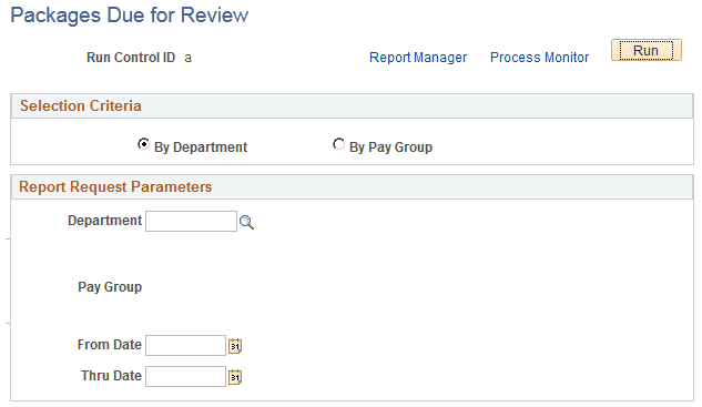 Packages Due for Review page