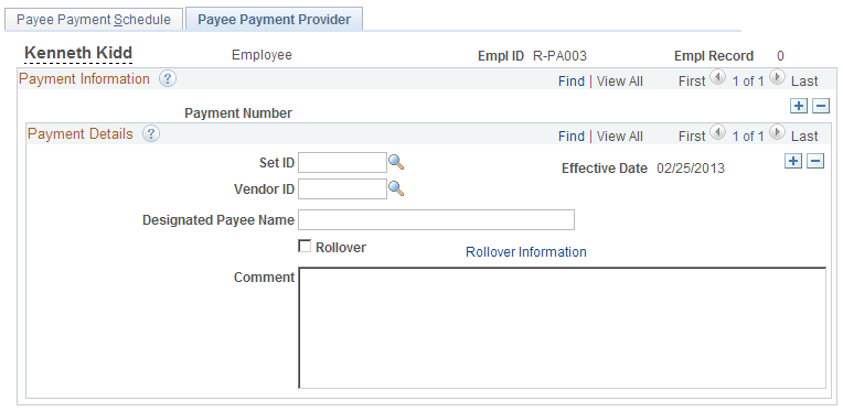 Payee Payment Provider page