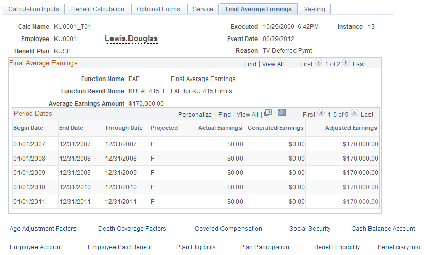 Final Average Earnings page