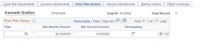 Prior Plan History page