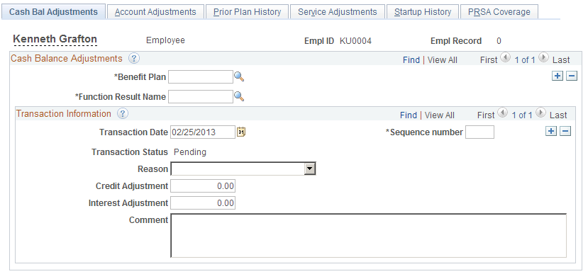 Cash Bal Adjustments page