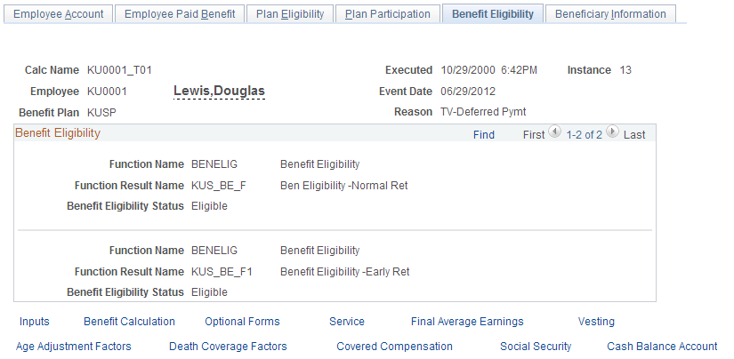 Benefit Eligibility page