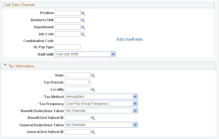 Create Additional Pay page (2 of 2)