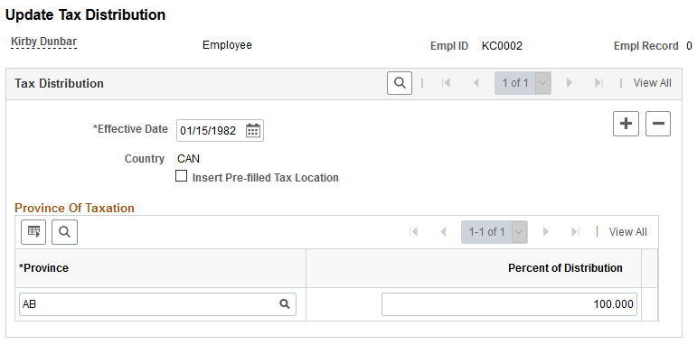 Update Tax Distribution page (CAN)