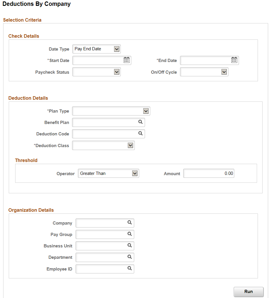 Deductions By Company page fluid